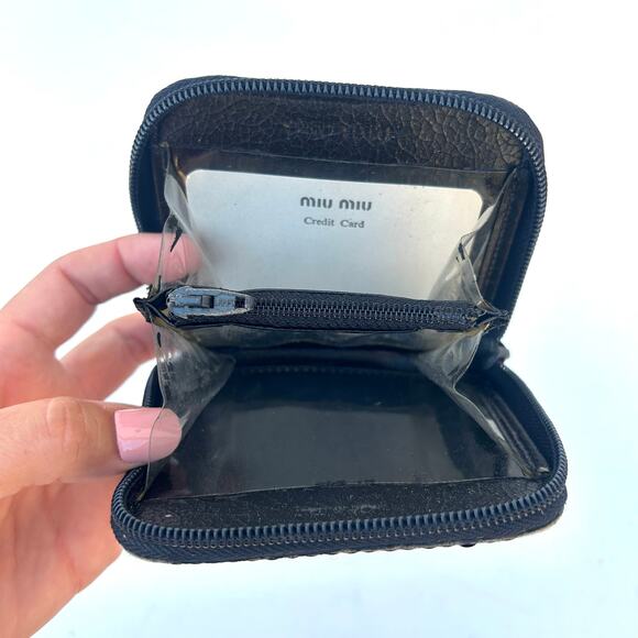Vintage Miu Miu Y2K 2000s Black Sequin Zip Around Wallet Prada Small Micro - Picture 5 of 10
